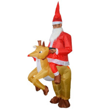 Santa Riding Reindeer Costume - Inflatable Santa Riding Reindeer Cosplay