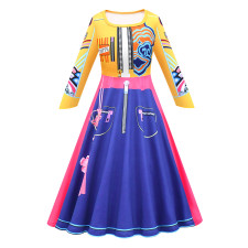 Girls K-Pop Demon Hunters Rumi Costume - Yellow Purple Long Dress Rumi Cosplay