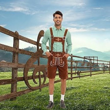 Traditional Oktoberfest Costume - Green Lederhosen Bavarian Set Oktoberfest Cosplay