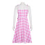 Barbie Movie 2023 Margot Robbie Costume - Pink Gingham Dress Barbie Margot Robbie Cosplay