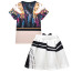 Girls K-Pop Demon Hunters Mira Costume - Black White Gold Shirt Skirt Set Stage Outfit Mira Cosplay