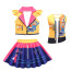 Girls K-Pop Demon Hunters Rumi Costume - Yellow Purple Shirt Vest Skirt Set Rumi Cosplay