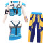 Girls K-Pop Demon Hunters Zoey Costume - Blue Yellow Jacket Shirt Pants Set Zoey Cosplay