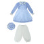 Girls Colonial Pioneer Maid Costume - Short Blue Dress Pants Hat Set Pilgrim Cosplay