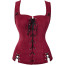 Medieval Renaissance Pirate Costume - Red Lace Up Corset Sueded Dress Pirate Cosplay