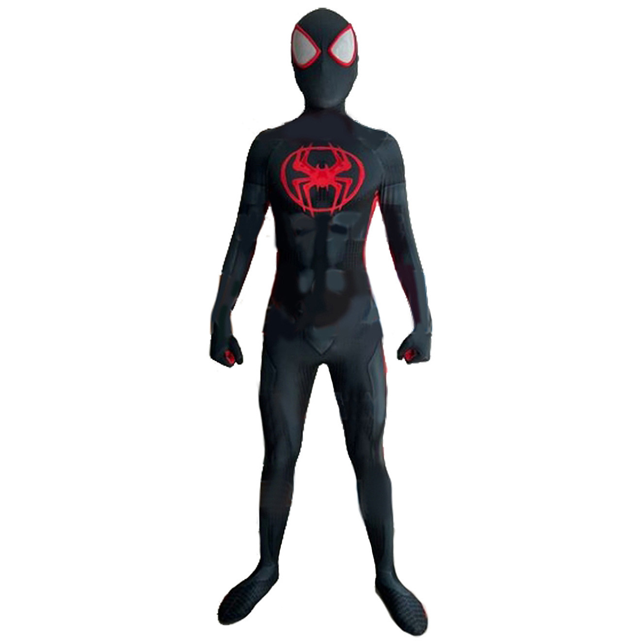 Spider-Man Across the Spider-Verse Miles Morales Suit Costume - Blue Muscle Pattern Bodysuit Mask Spider-Man Cosplay