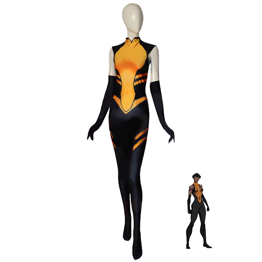 Vixen The Movie Mari McCabe Costume - Black Orange Bodysuit Vixen Cosplay