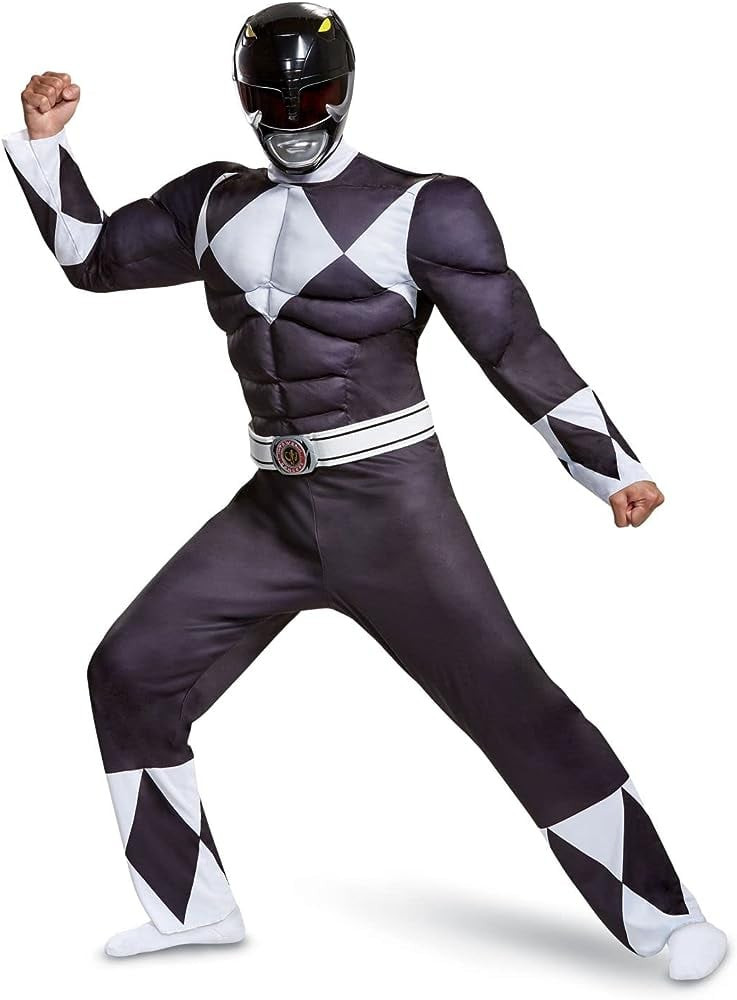 Boy's Black Power Ranger Classic Muscle Costume - Black Ranger Classic Muscle Costume