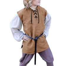 Kids Medieval Renaissance Pirate Costume - Brown Sleeveless Tunic Pirate Cosplay