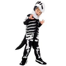Kids T-Rex Dinosaur Skeleton Fossil Costume - Bodysuit Mask Set Dino Skeleton Cosplay