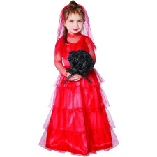 Girls Beetlejuice Lydia Deetz Costume - Red Dress Set Lydia Deetz Cosplay