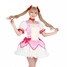 Puella Magi Madoka Magica Madoka Kaname Deluxe Costume - White Pink Dress Madoka Kaname Cosplay