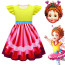 Girls Fancy Nancy Clancy Costume - Red Yellow Dress Mask Set Fancy Nancy Cosplay