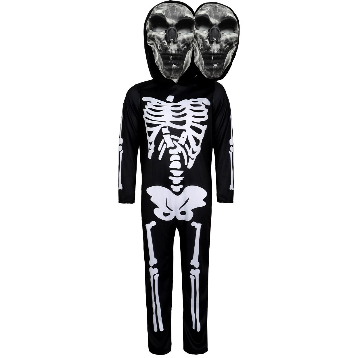 Kids Two Headed Skeleton Costume - Bodysuit Mask White Skeleton Cosplay