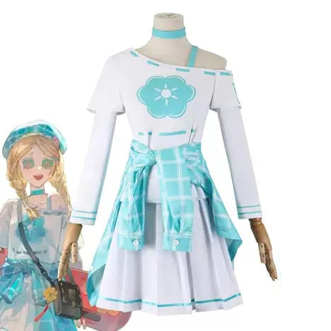 Identity V Toy Merchant Anne Lester Costume - Blue White Dress Anne Lester Cosplay