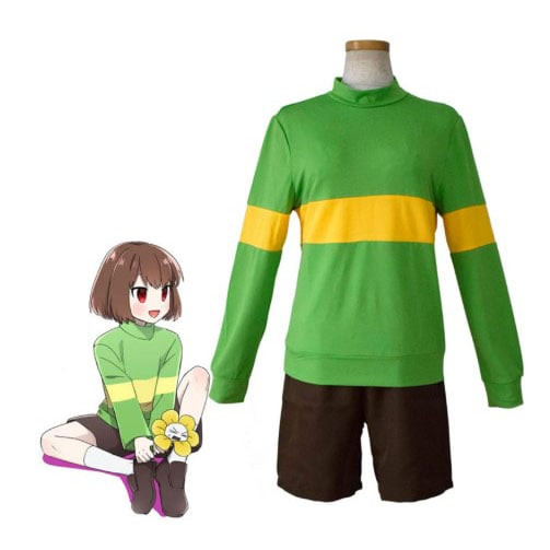 Undertale Chara Costume - Green Shirt Shorts Chara Cosplay