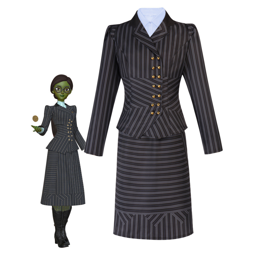 Wicked Shiz University Elphaba Costume - Black Striped Dress Elphaba Cosplay