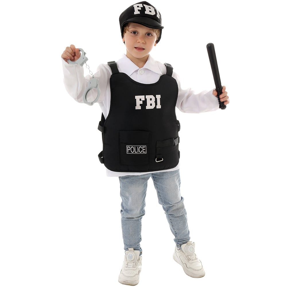 Kids FBI Police Costume - Vest Hat Set FBI Cosplay