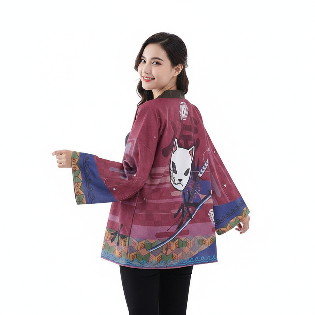 Demon Slayer Giyu Tomioka Costume - Red & Blue Kimono Jacket Giyu Tomioka Cosplay