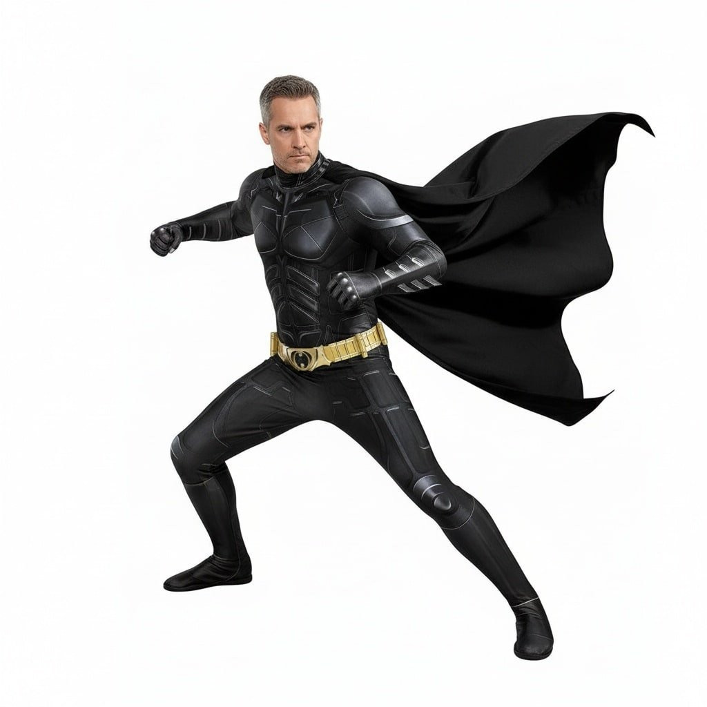 Batman The Dark Knight Costume - Black Bodysuit Cape Batman Cosplay