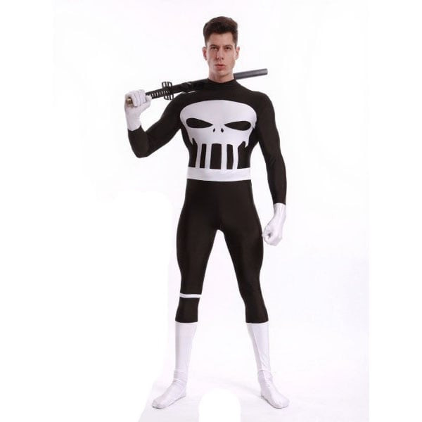 Punisher Frank Castle Costume - Comic Style Black & White Bodysuit Punisher Cosplay