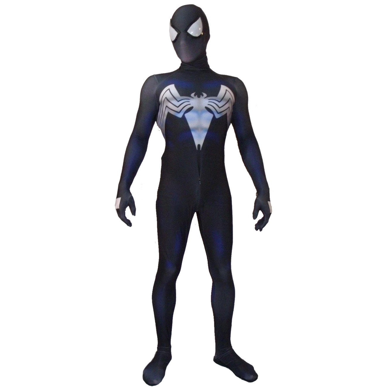 Spider-Man Symbiote Venom Costume - Black Muscle Pattern Bodysuit Mask Venom Cosplay