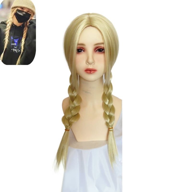 BlackPink Rose Wig - Rose Braided Pigtails Cosplay Costume Wig Prop