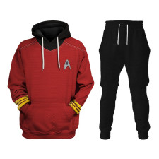 Star Trek The Original Series Starfleet Red Uniform Costume - Hoodie Sweatpants Starfleet Red Uniform Cosplay