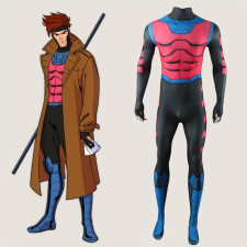 X-Men 97 Gambit Remy LeBeau Costume - Blue Red Bodysuit Gambit Remy LeBeau Cosplay