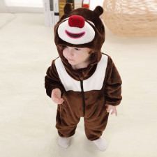 Kids Red Nose Bear Costume - Onesie Jumpsuit Red Nose Bear Cosplay