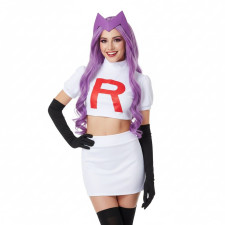 Pokemon Team Rocket Jessie Costume - Shirt Skirt Tights Set Team Rocket Jessie Cosplay