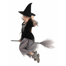 Girls Witch Costume - Grey Dress Hat Set Witch Cosplay