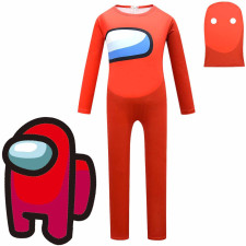 Kids Among Us Costume - Red Bodysuit Mask Among Us Cosplay