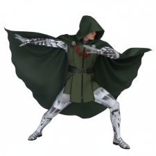 Marvel Dr. Doom Deluxe Costume - Green Vest Cloak Bodysuit Set Dr Doom Cosplay