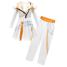 Girls K-Pop Demon Hunters Mira Costume - White Gold Mini Dress Pants Set Stage Outfit Mira Cosplay