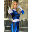 The Fantastic Four Invisible Woman Costume - Retro Comic Style Blue Bodysuit Susan Storm Cosplay