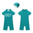 Kids Squid Game 001 Swimsuit Costume - One Piece Green Swimsuit with Swimming Cap Squid Game Cosplay