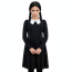 Girls Wednesday The Addams Family Costume - Long Sleeve Dress Wig Set Wednesday Addams Cosplay
