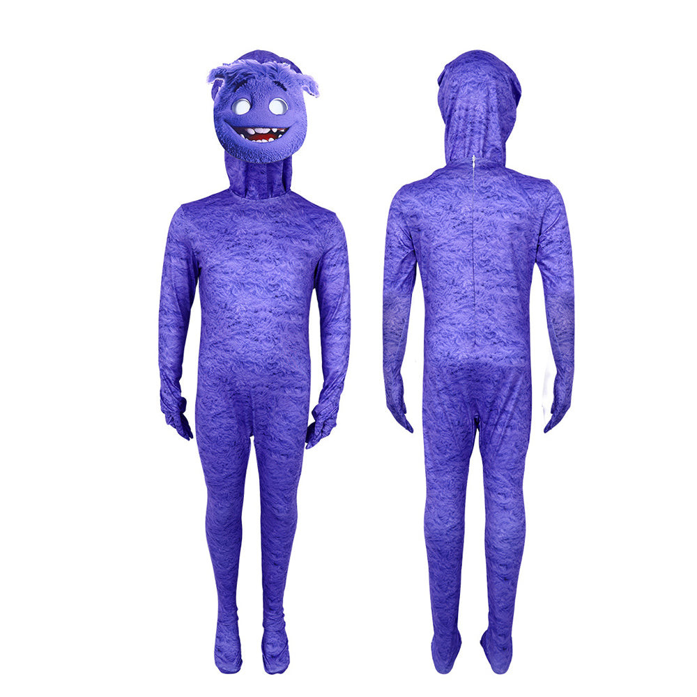 IF Blue Costume - Purple Bodysuit Mask Set Blue Cosplay