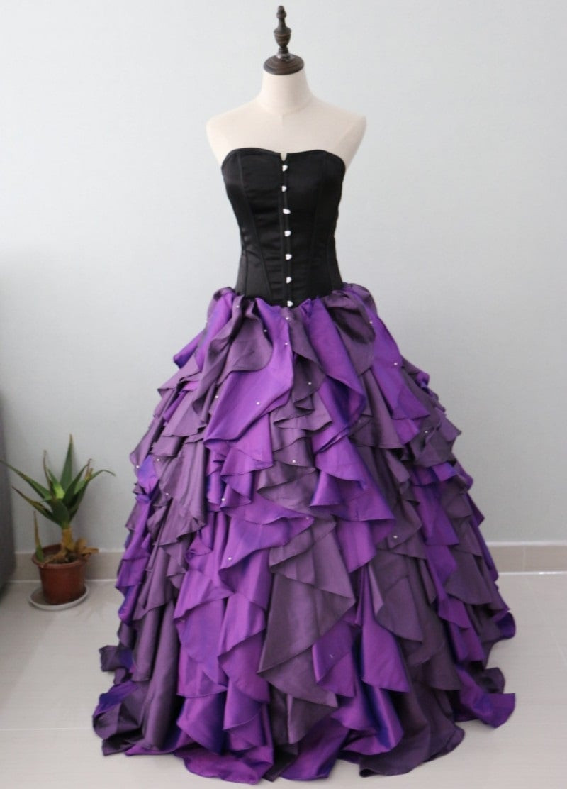 Purple and Black Organza Taffeta Ball Gown Costume Gothic Dress