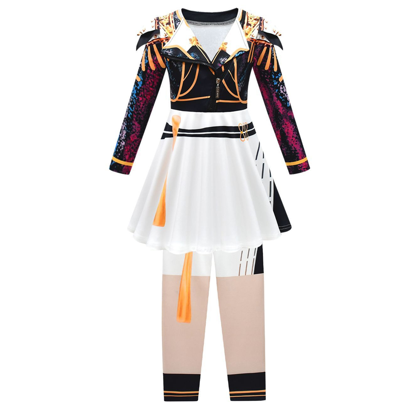 Girls K-Pop Demon Hunters Mira Costume - Black White Gold Mini Dress Pants Set Stage Outfit Mira Cosplay