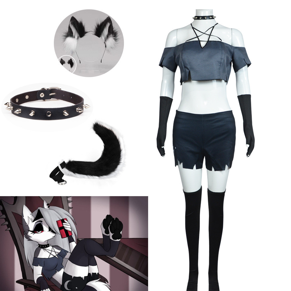 Helluva Boss loona Costume - Crop Top Cat Ears Set loona Cosplay
