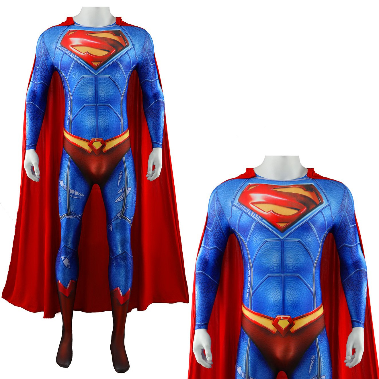 Suicide Squad: Kill the Justice League Superman Costume - Bodysuit Cape Set Superman Cosplay