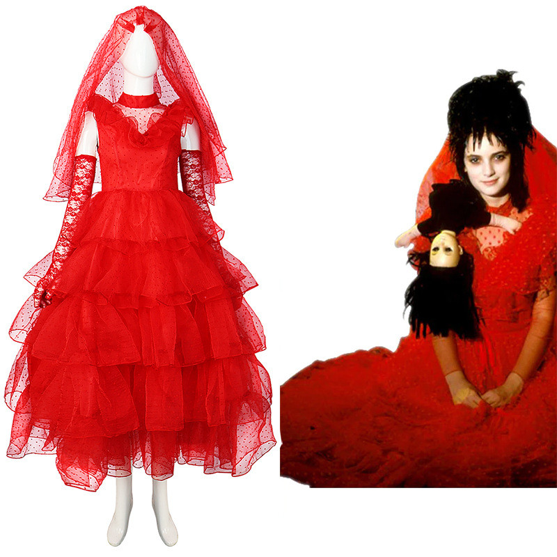 Beetlejuice Lydia Deetz Costume - Red Wedding Dress Lydia Deetz Cosplay