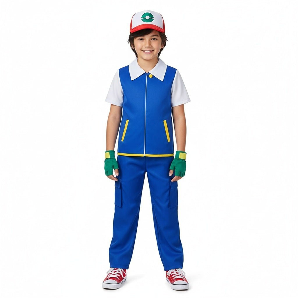 Pokemon Trainer Ash Ketchum Costume - Jacket Hat Ball Gloves Set Pokemon Trainer Cosplay