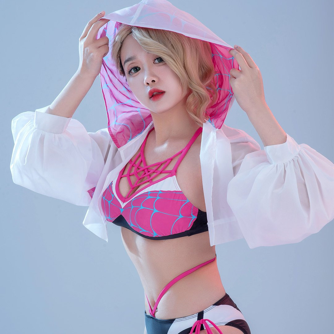 Sexy Spider Gwen Womens Bikini Swimsuit With Jacket