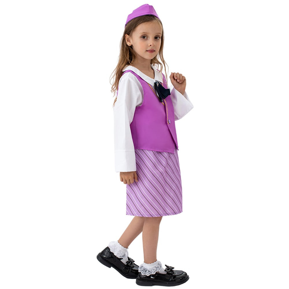 Kids Stewardess Costume - Pink Vest Set Stewardess Cosplay