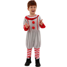 Kids Clown Costume - Grey Jumpsuit Clown Cosplay