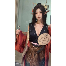 Black Myth: Wukong Ping Ping Costume - Robe Fur Set Ping Ping Cosplay