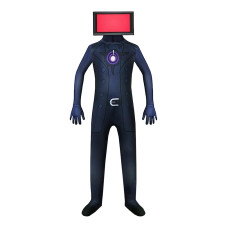 Skibidi Toilet Red TV Man Costume - Bodysuit Mask Red TV Man Cosplay
